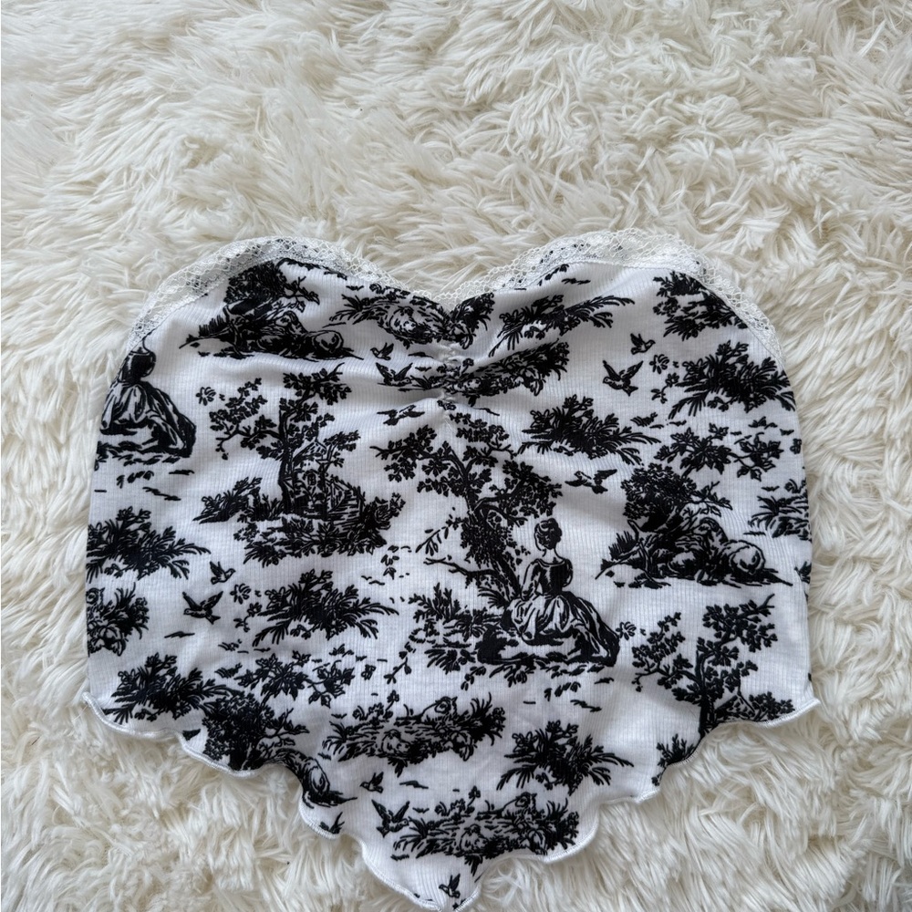 Zara Black & white toile print tube top
